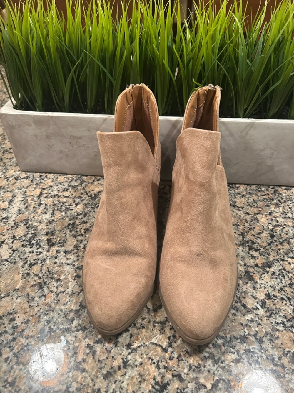 SO Beige Suede Ankle Booties with Rear Zip - Picture 4 of 5